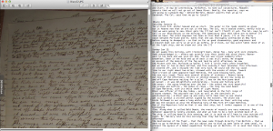 My facsimile and transcription workspace